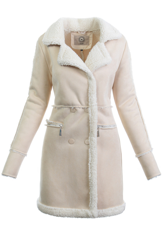 Damska Zimowa Kurtka Kożuszek Beżowy