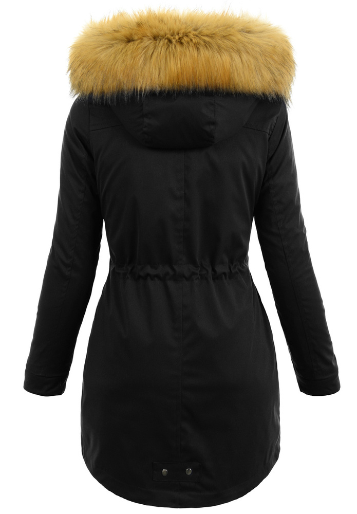 Damska Parka Kurtka 2w1 Zimowa Czarna