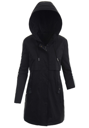 Damska Wiosenno-Jesienna Kurtka Parka Czarna