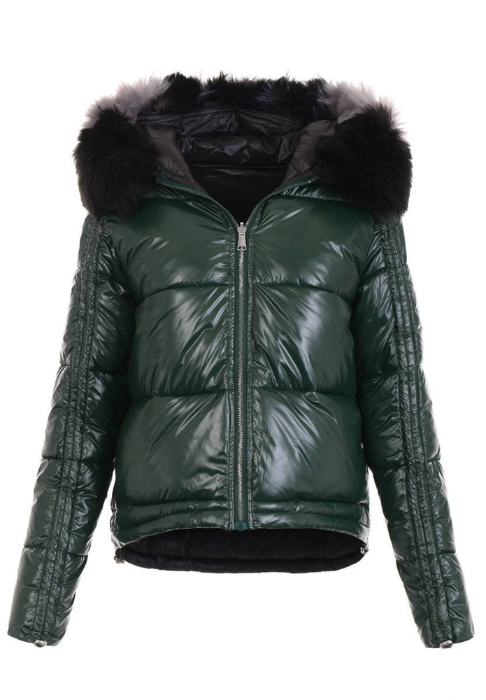 Damska Zimowa Ortalionowa Kurtka Zielona