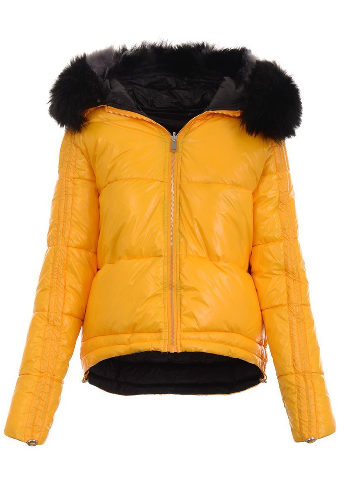 Damska Zimowa Ortalionowa Kurtka Żółta