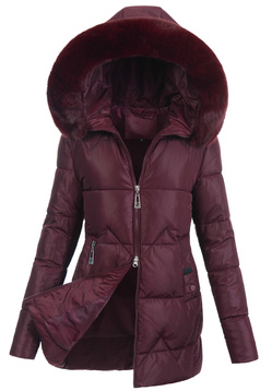 Damska Kurtka Zimowa Bordowa