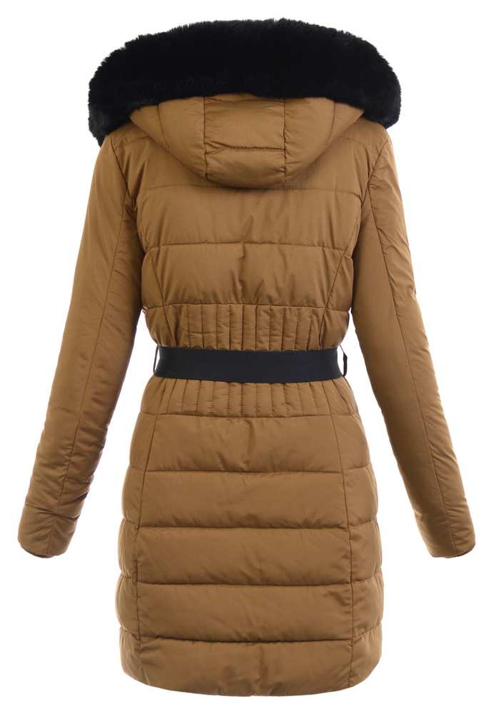 Damska Zimowa Ortalionowa Kurtka Brązowa