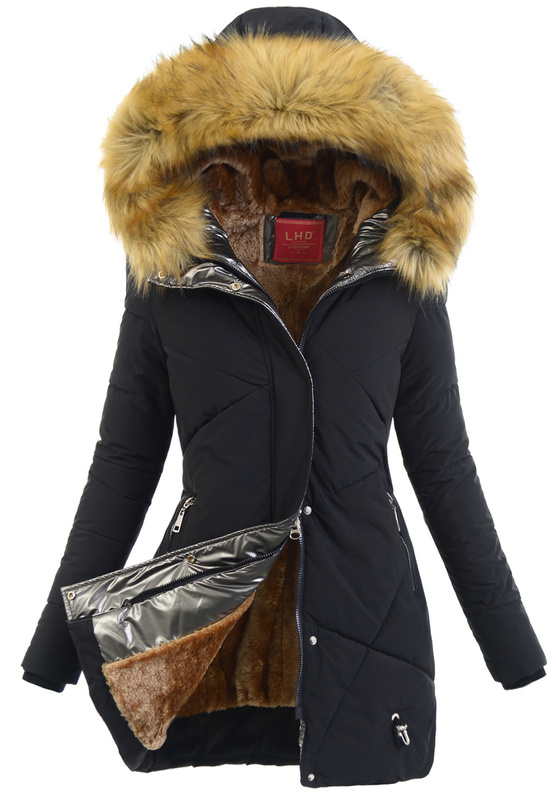 Damska Zimowa Ortalionowa Kurtka Czarna