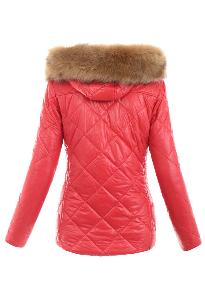 Damska Parka Kurtka 2w1 Zimowa Czerwona