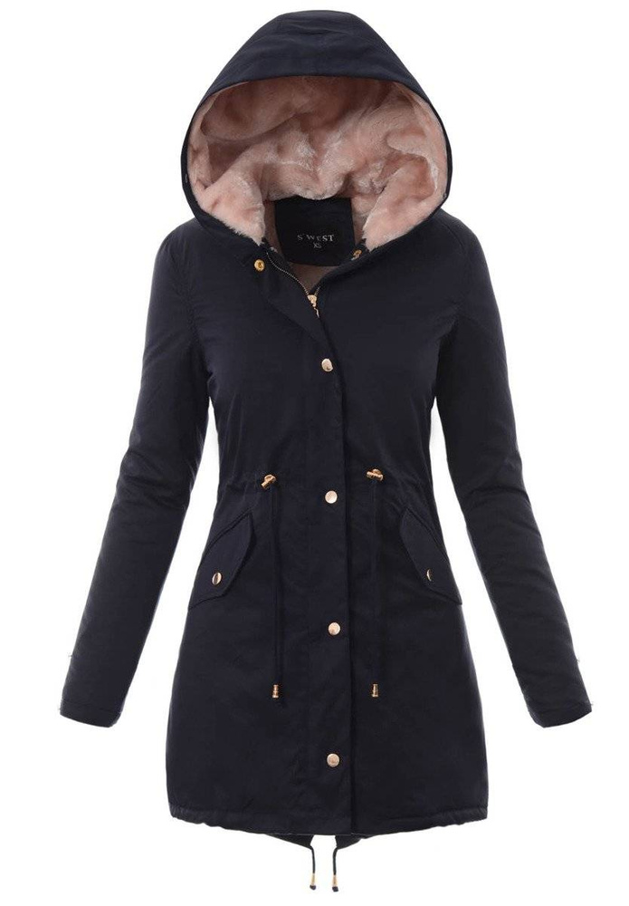 Damska Parka Kurtka Zimowa Granatowa