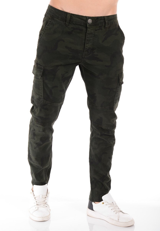 Męskie Spodnie Suwaki Moro Zielone