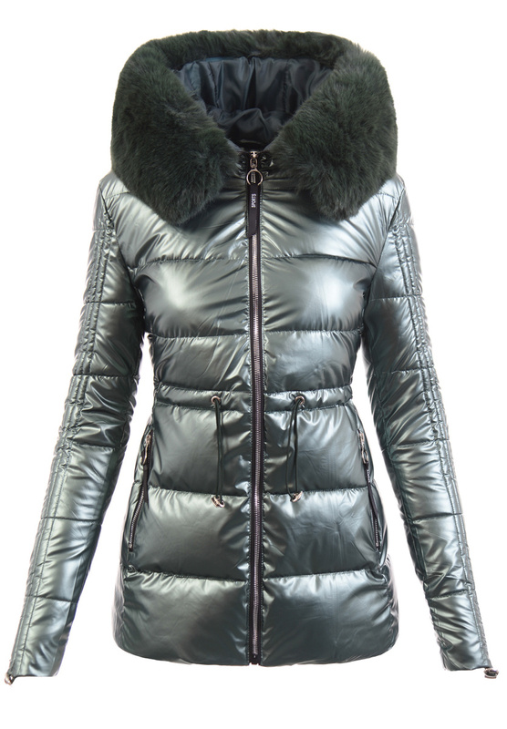 Damska Zimowa Ortalionowa Kurtka Zielona