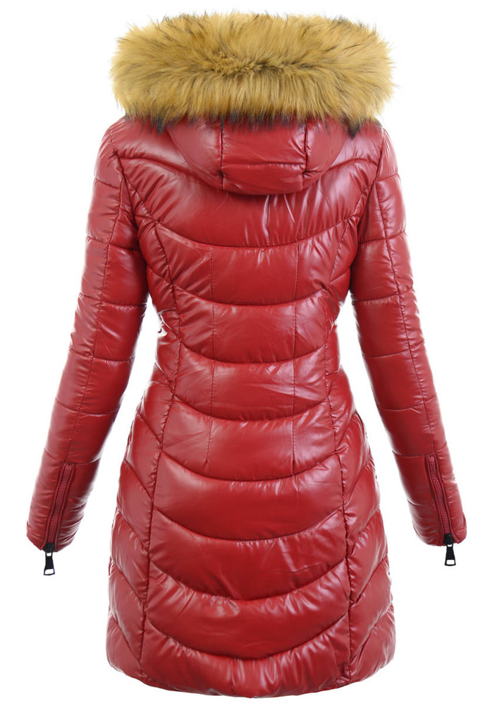 Damska Zimowa Ortalionowa Kurtka Czerwona