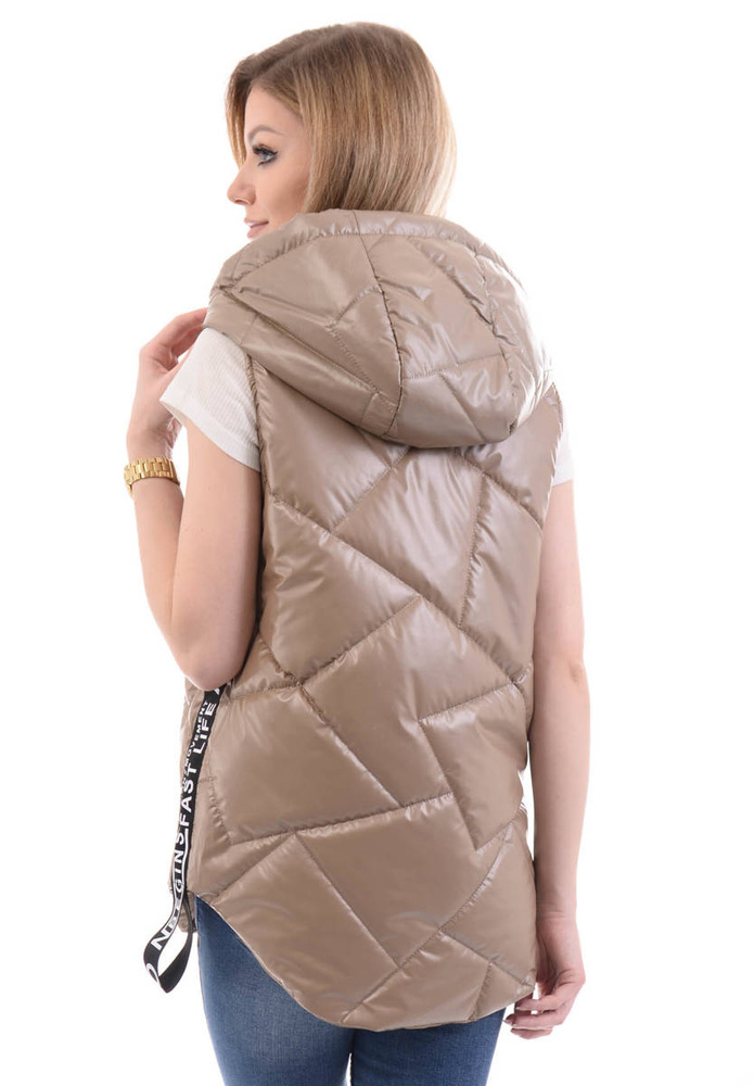 Damska Kamizelka Bezrękawnik Beżowy