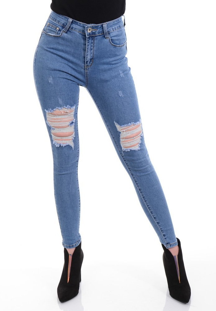 Damskie Spodnie Jeansowe Niebieskie