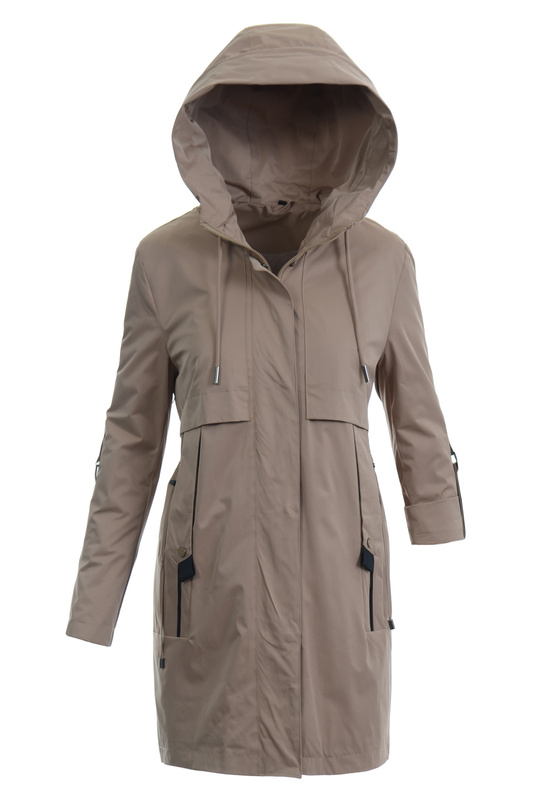 Damska Wiosenno-Jesienna Kurtka Parka Beżowa