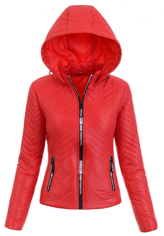 Damska Wiosenno-Jesienna Kurtka Czerwona