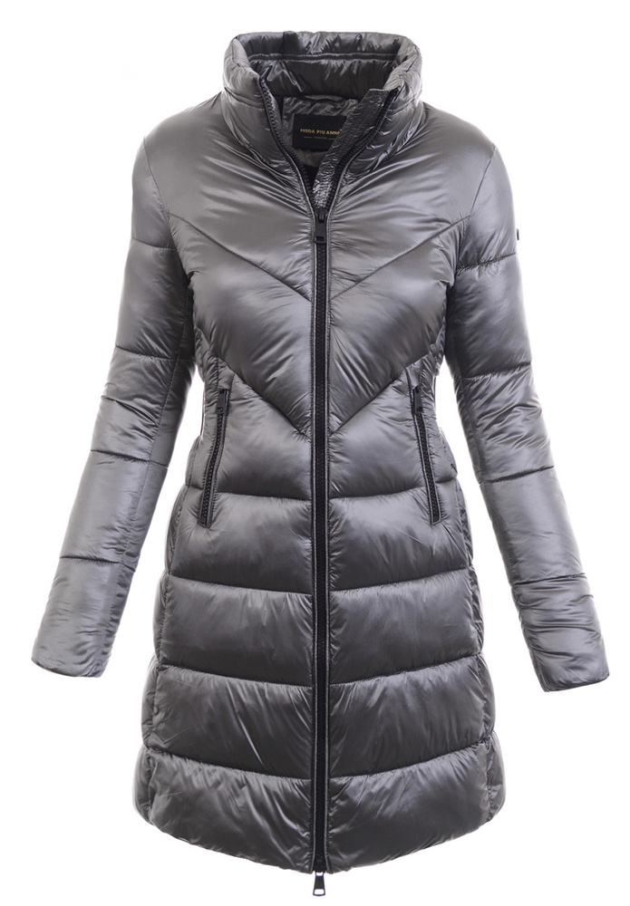 Damska Zimowa Ortalionowa Kurtka Szara