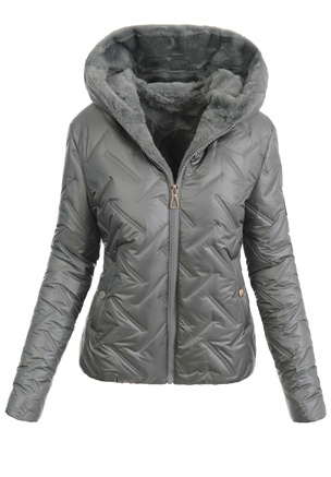 Damska Kurtka Zimowa Zielona z Zielonym Futerkiem