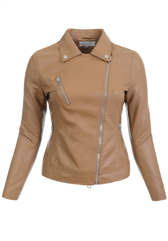 Damska Kurtka Ramoneska Jasno Brązowa