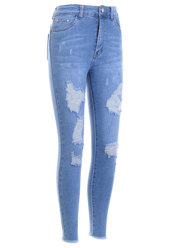 Damskie Spodnie Jeansowe Niebieskie