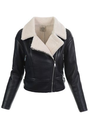 Damska Zimowa Kurtka Kożuszek Czarna