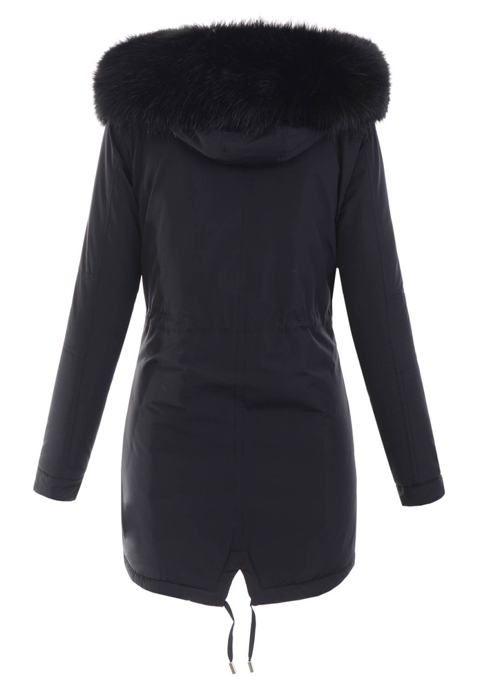 Damska Parka Kurtka 2w1 Zimowa Czarna