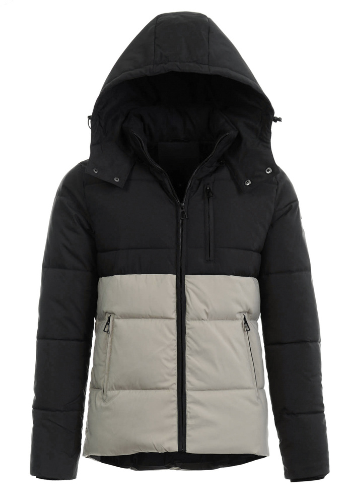 Męska Zimowa Kurtka Kremowo-Czarna