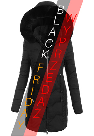 Damska Zimowa Ortalionowa Kurtka Czarna