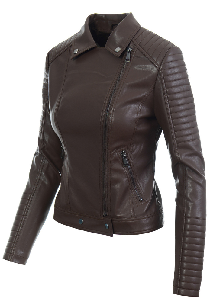 Damska Kurtka Ramoneska Brązowa