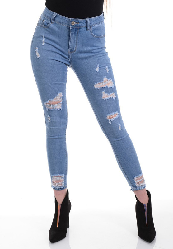 Damskie Spodnie Jeansowe Niebieskie