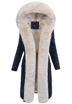 Damska Parka Kurtka Zimowa Granatowa