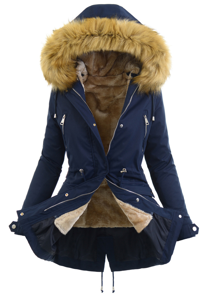 Damska Parka Kurtka 2w1 Zimowa Granatowa