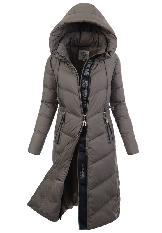 Damska Zimowa Ortalionowa Kurtka Brązowa