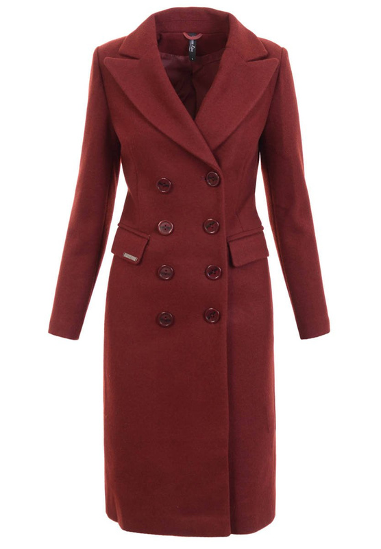 Damski Przejściowy Płaszcz Bordowy