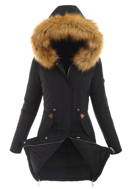 Damska Zimowa Ortalionowa Kurtka Czarna