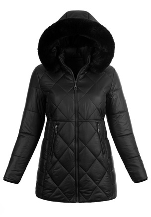 Damska Zimowa Ortalionowa Kurtka Czarna