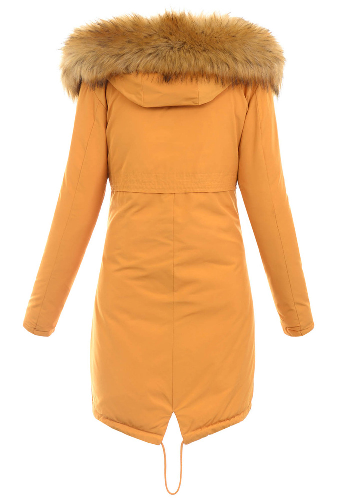 Damska Parka Kurtka Zimowa Camel