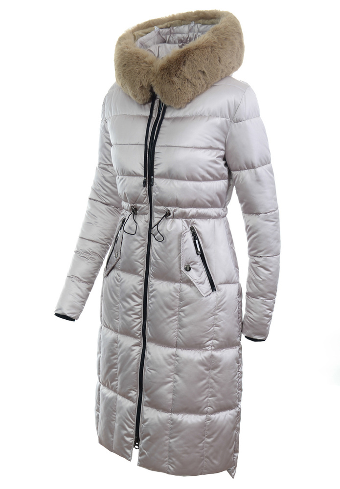 Damska Zimowa Ortalionowa Kurtka Jasno Beżowa