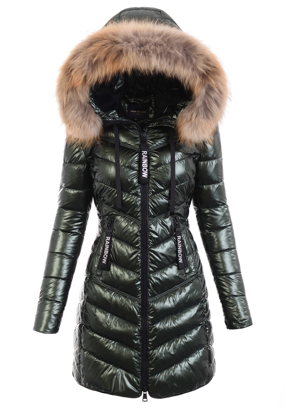 Damska Zimowa Ortalionowa Kurtka Zielona