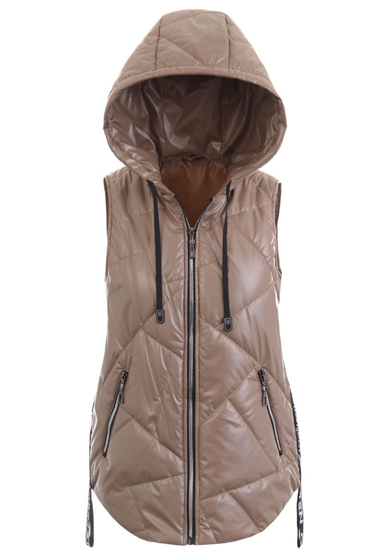 Damska Kamizelka Bezrękawnik Beżowy