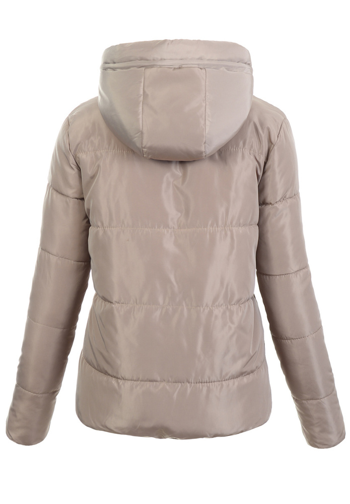 Damska Zimowa Ortalionowa Kurtka Dwustronna Beżowa