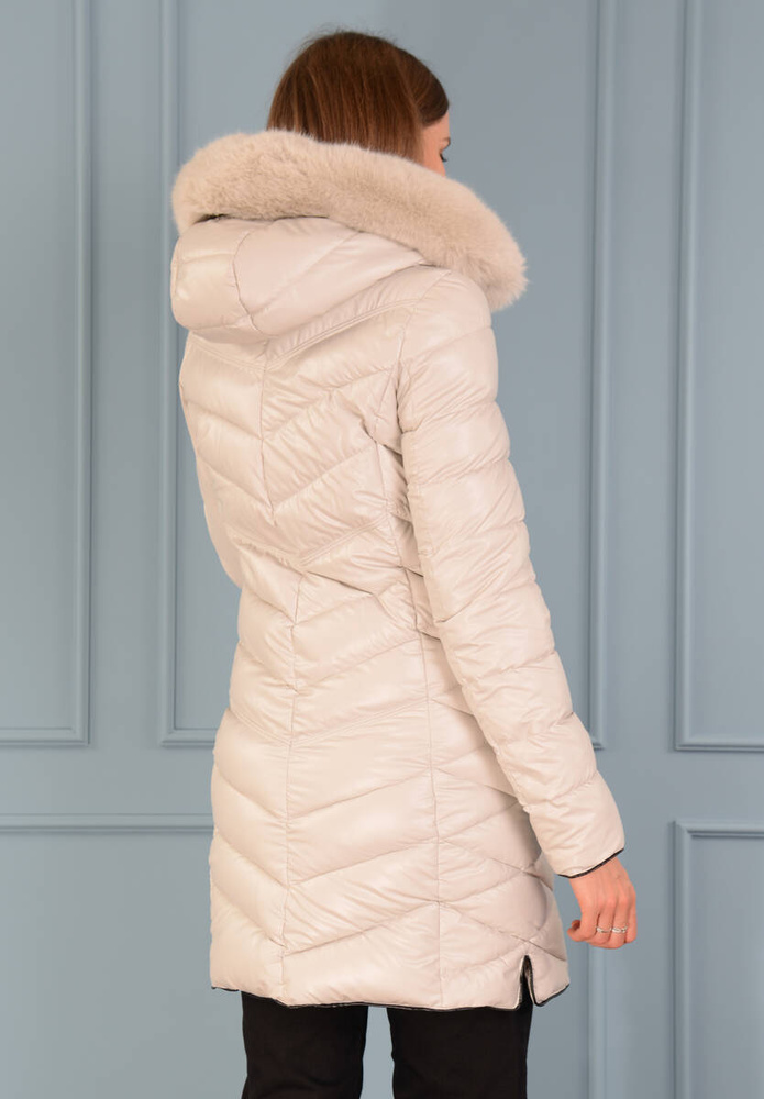 Damska Zimowa Ortalionowa Kurtka Ecru