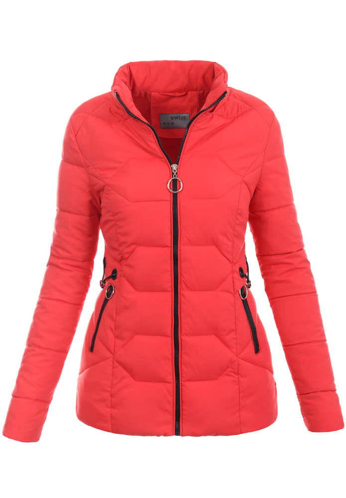 Damska Zimowa Ortalionowa Kurtka Czerwona