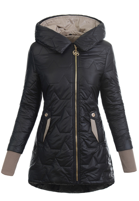 Kurtka Pikowana Wiosenna Czarna