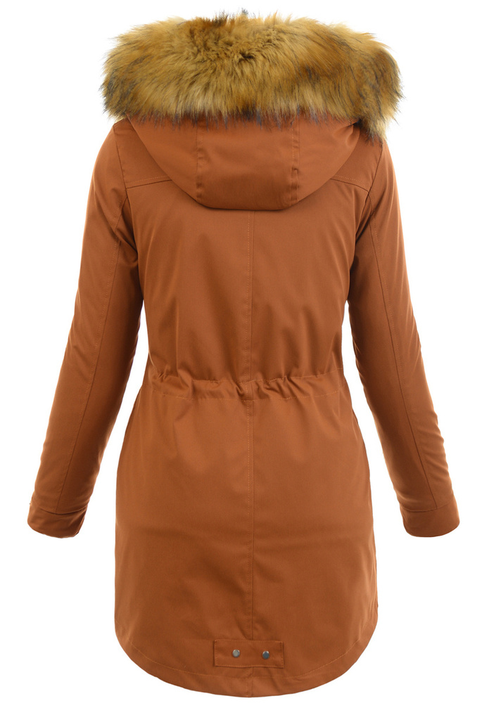 Damska Parka Kurtka 2w1 Zimowa Brązowa
