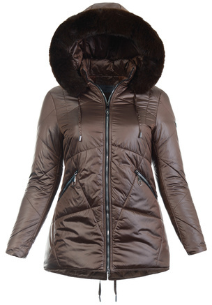 Damska Zimowa Ortalionowa Kurtka Brązowa