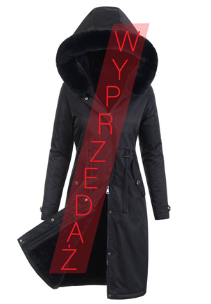 Damska Parka Kurtka Zimowa Czarna