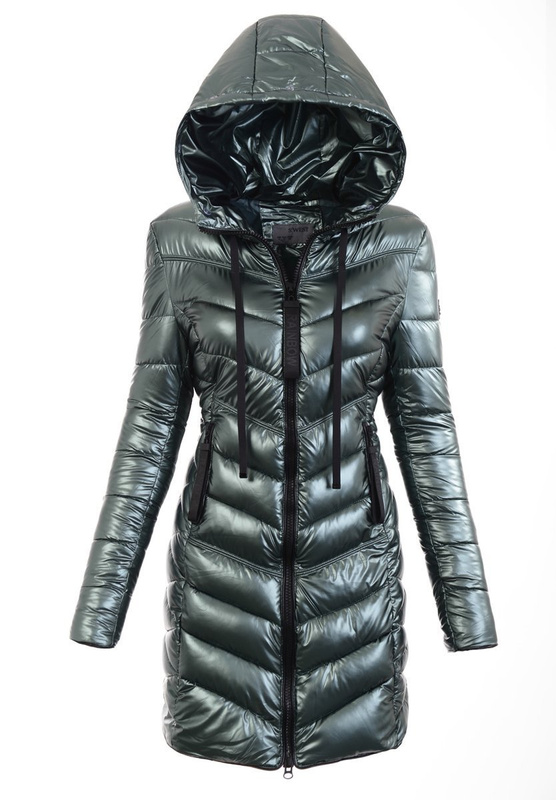 Damska Zimowa Ortalionowa Kurtka Zielona