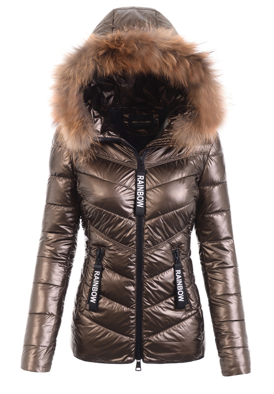 Damska Zimowa Ortalionowa Kurtka Brązowa