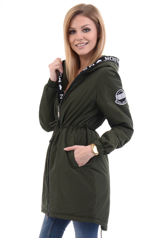 Damska Parka Wiosenna Zielona
