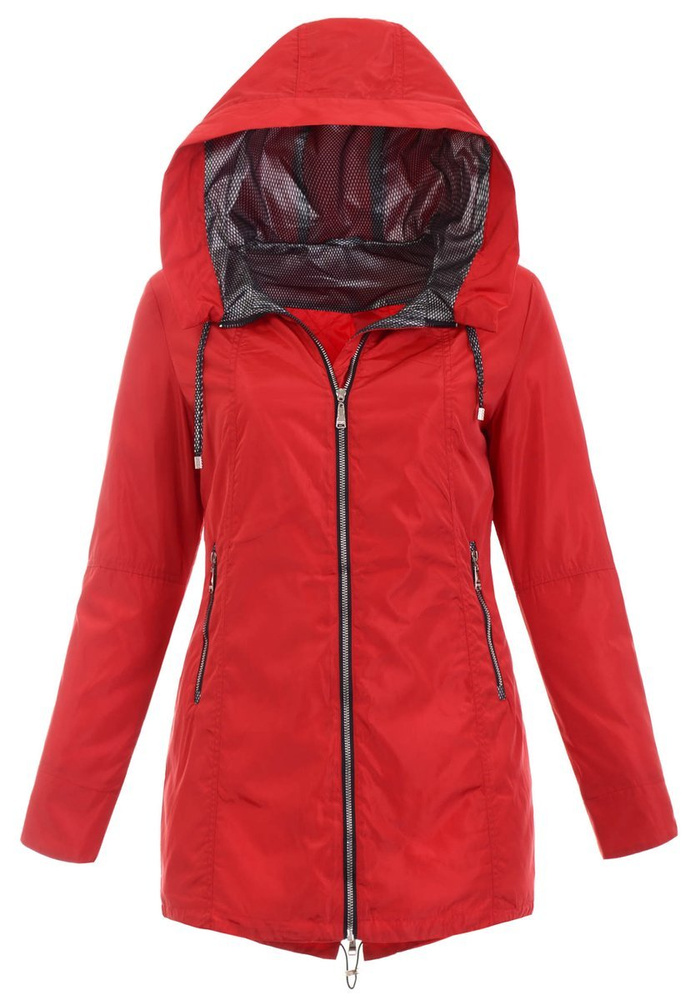 Damska Wiosenno-Jesienna Kurtka Czerwona