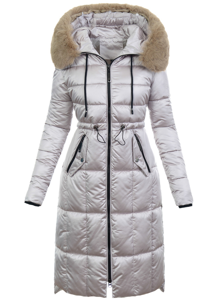 Damska Zimowa Ortalionowa Kurtka Jasno Beżowa