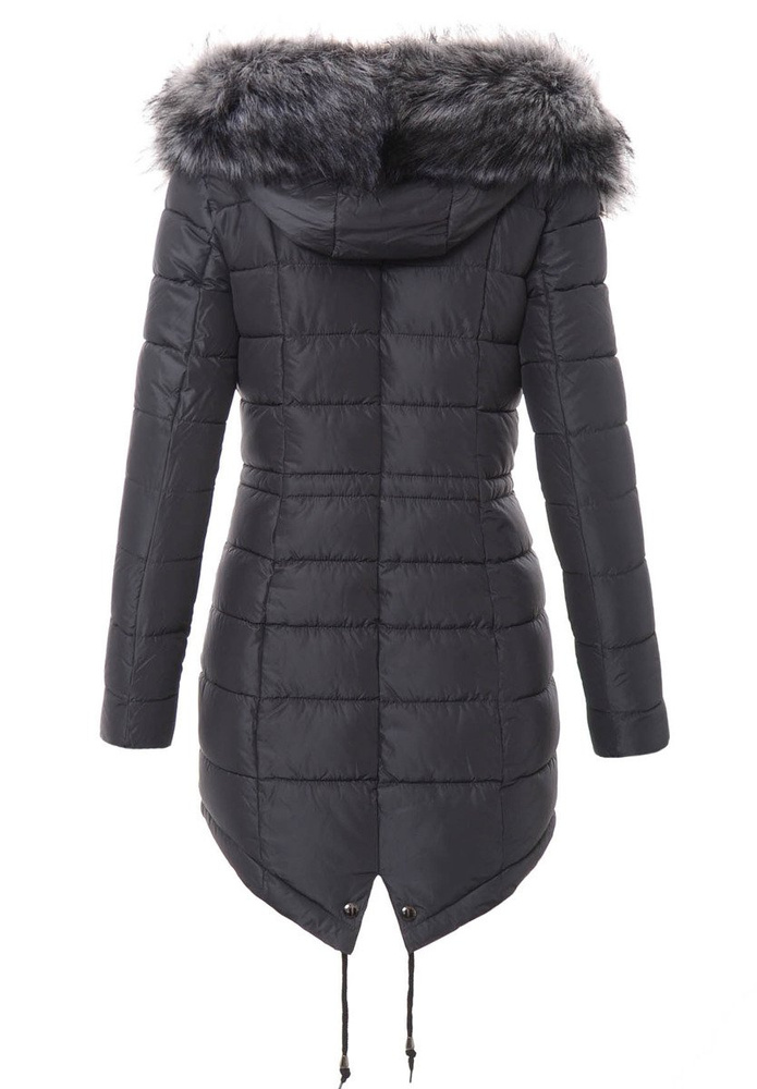 Damska Parka Kurtka Zimowa Grafitowa